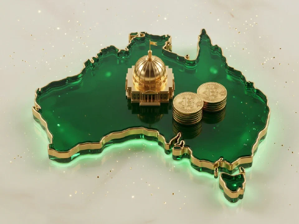 Emerald glass Australian Capital Territory with gold Bitcoin coins