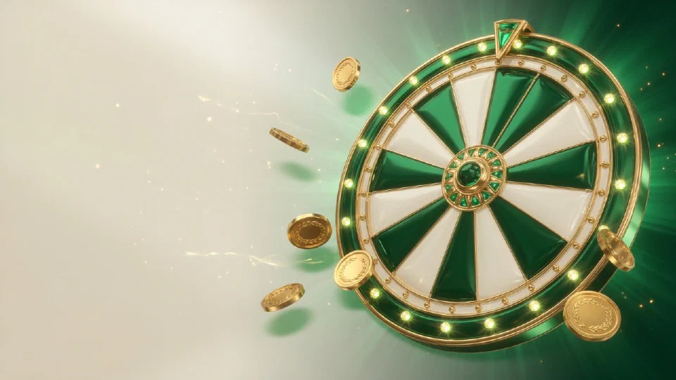 Emerald and gold prize wheel